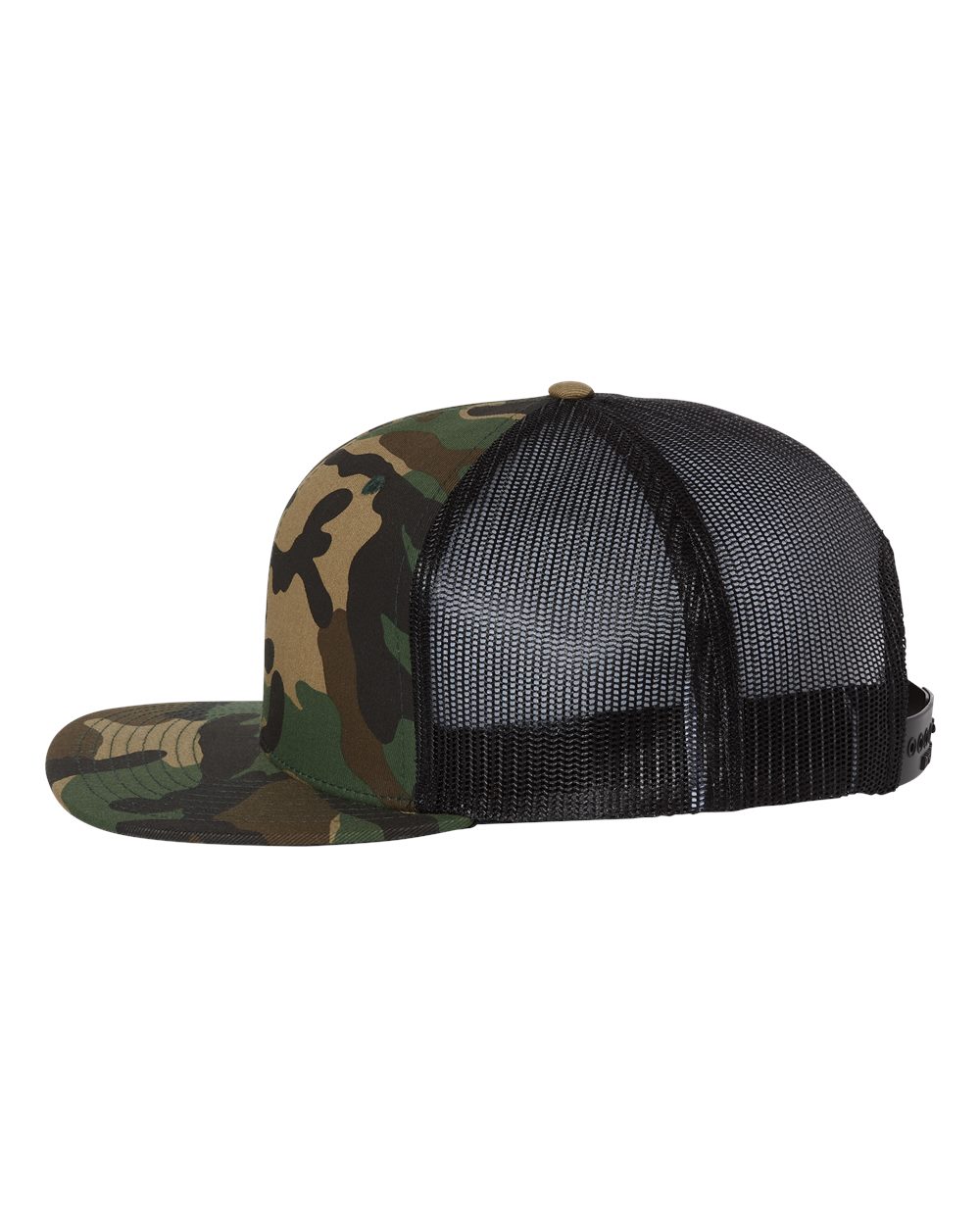 Wool Blend Flat Bill Trucker Cap - DirectSide - B09195980 - Green Camo/ Black