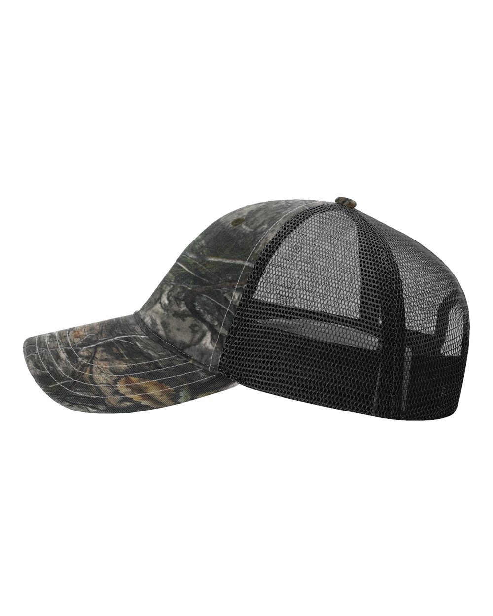 Garment Washed Printed Trucker Cap - DirectSide - B49295100 - Mossy Oak Country DNA/ Black