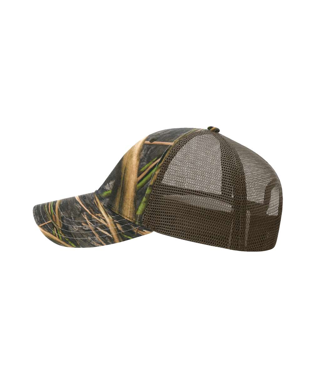 Garment Washed Printed Trucker Cap - DirectSide - B49295480 - Shadow Grass Habitat/ Brown