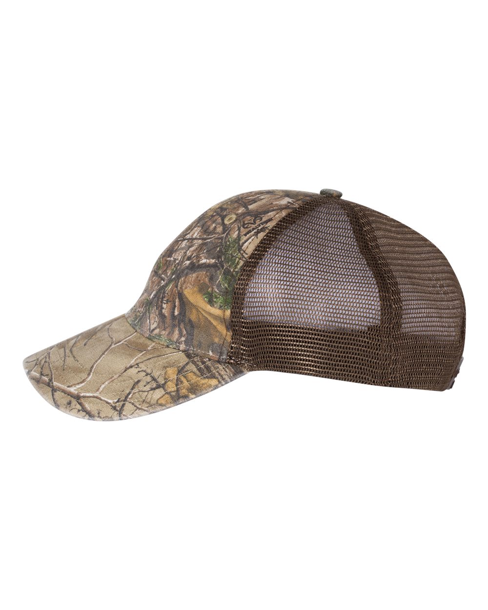 Garment Washed Printed Trucker Cap - DirectSide - B49295980 - Realtree Edge/ Brown