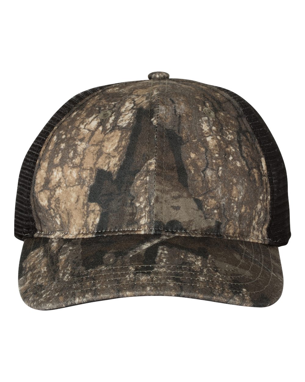 Garment Washed Printed Trucker Cap - Front - B49295960 - Realtree Timber/ Black