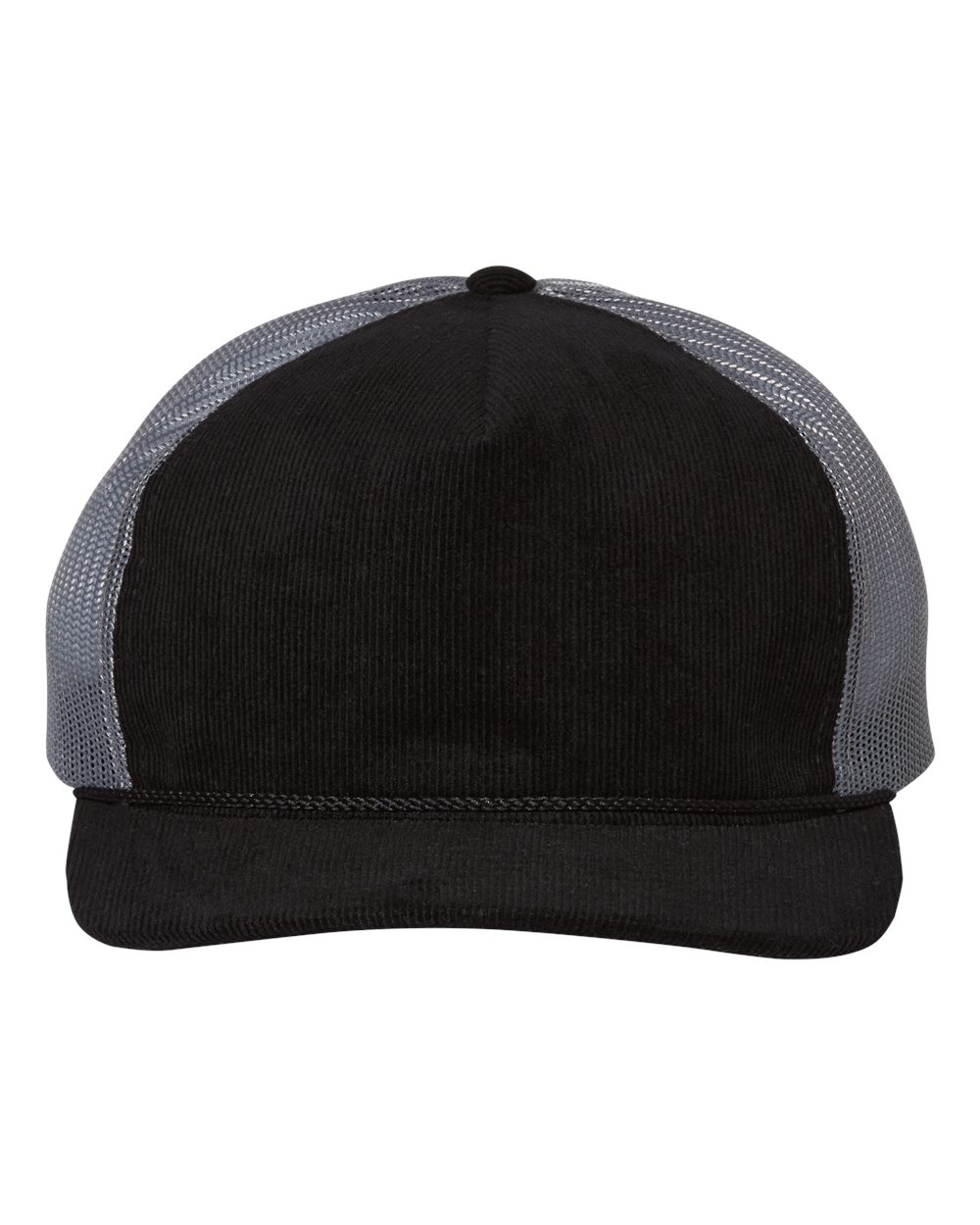 Troutdale Corduroy Trucker Cap - Front - B54795090 - Black/ Charcoal