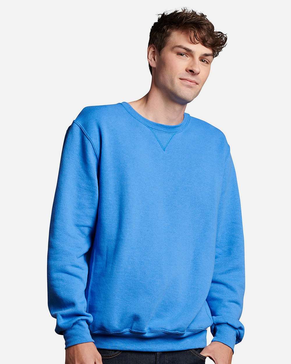Unisex Dri Power® Crewneck Sweatshirt - OnModelFront - B60311263 - Collegiate Blue