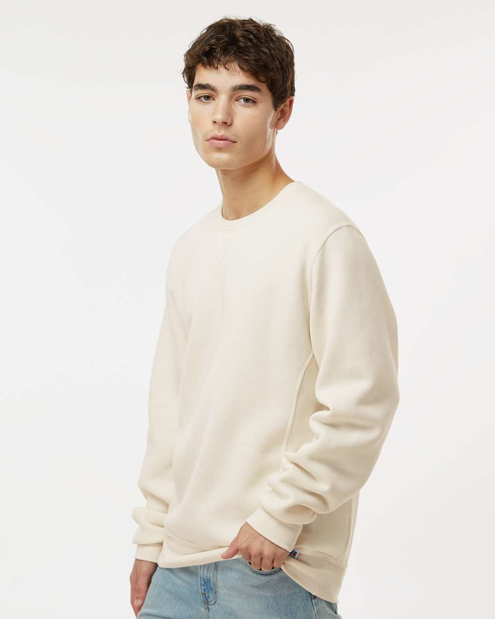 Unisex Dri Power® Crewneck Sweatshirt - OnModelSide - B60311013 - Vintage White