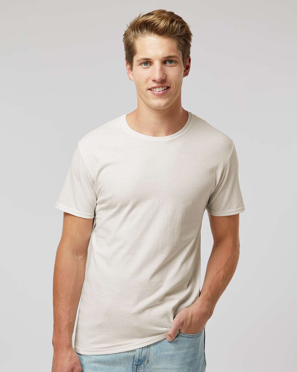 Unisex Dri Power® CVC Performance T-Shirt - OnModelFront - B61411013 - Vintage White