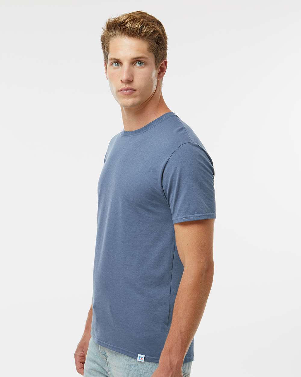 Unisex Dri Power® CVC Performance T-Shirt - OnModelSide - B61411253 - Vintage Blue