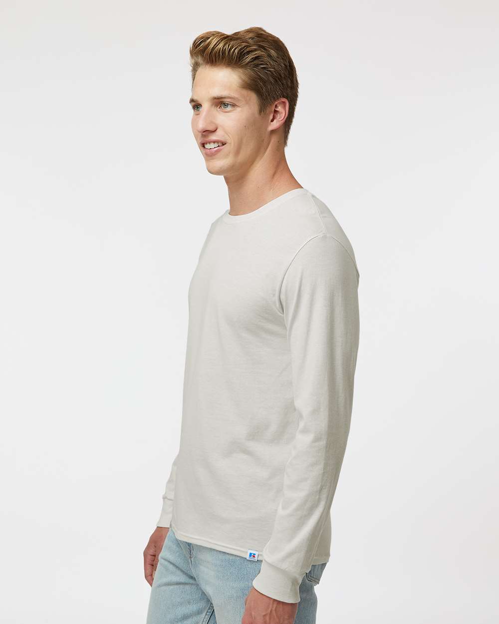 Unisex Dri Power® CVC Performance Long Sleeve T-Shirt - OnModelSide - B61711013 - Vintage White