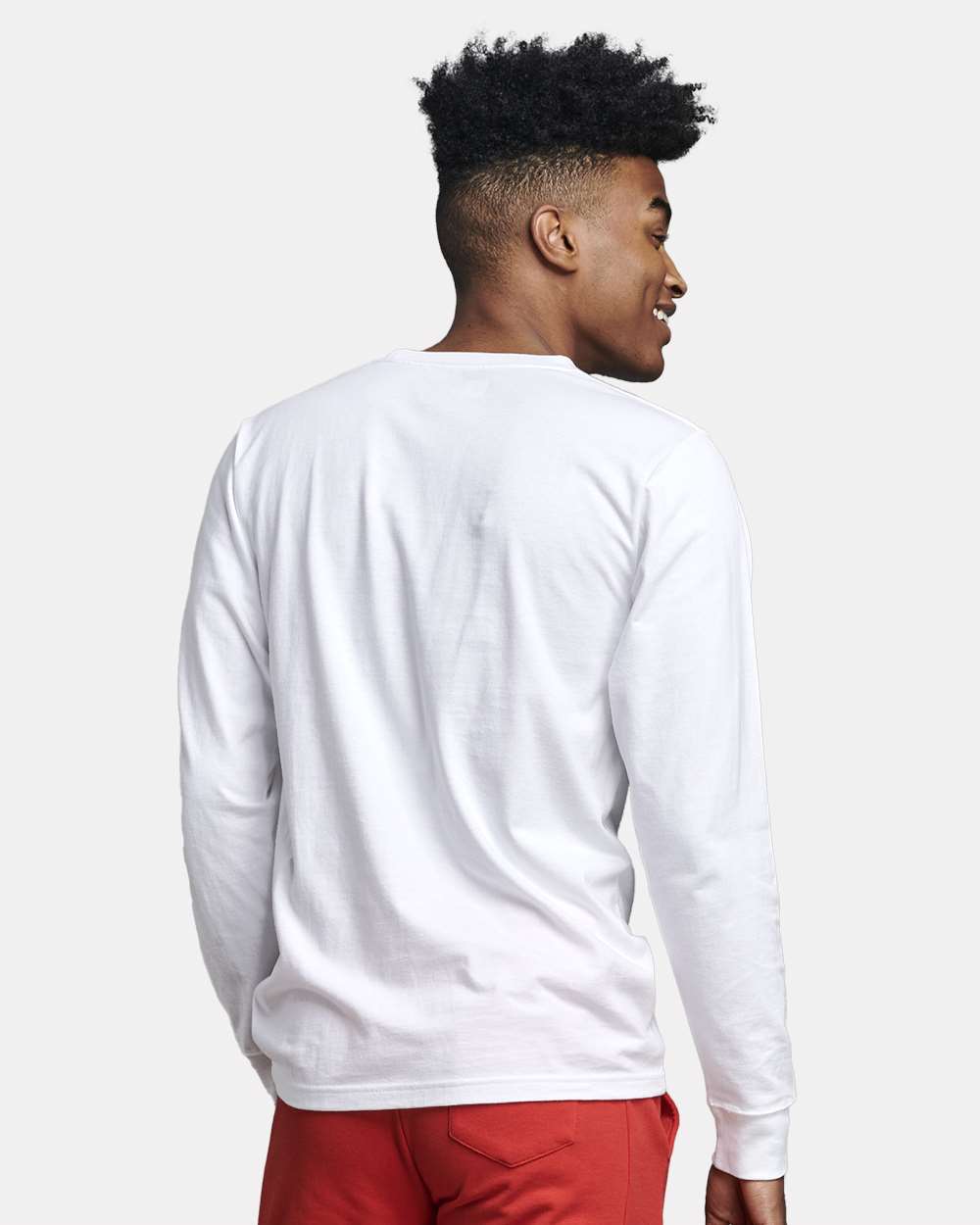 Unisex Combed Ringspun Long Sleeve T-Shirt - OnModelBack - B01111003 - White