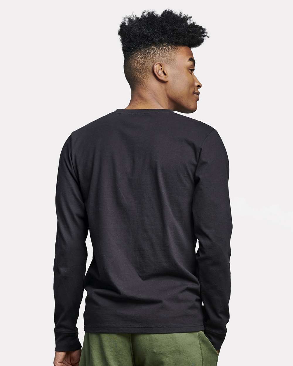 Unisex Combed Ringspun Long Sleeve T-Shirt - OnModelBack - B01111503 - Black Ink