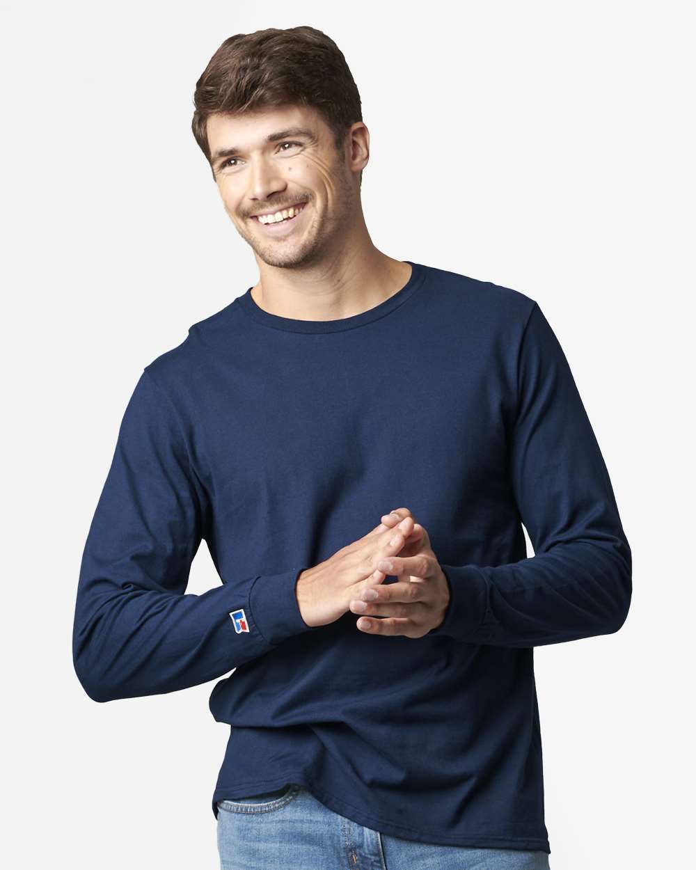Unisex Combed Ringspun Long Sleeve T-Shirt - OnModelFront - B01111653 - J. Navy