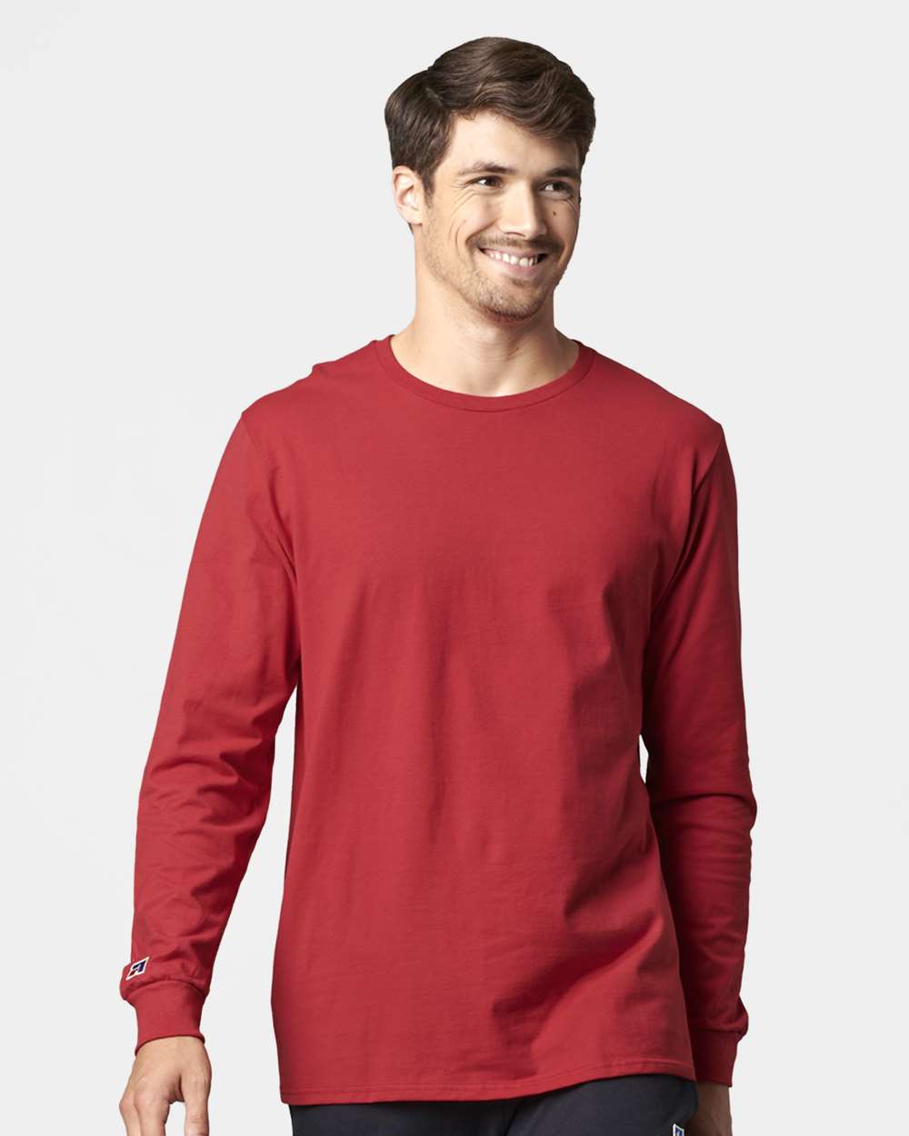 Unisex Combed Ringspun Long Sleeve T-Shirt - OnModelFront - B01111703 - True Red