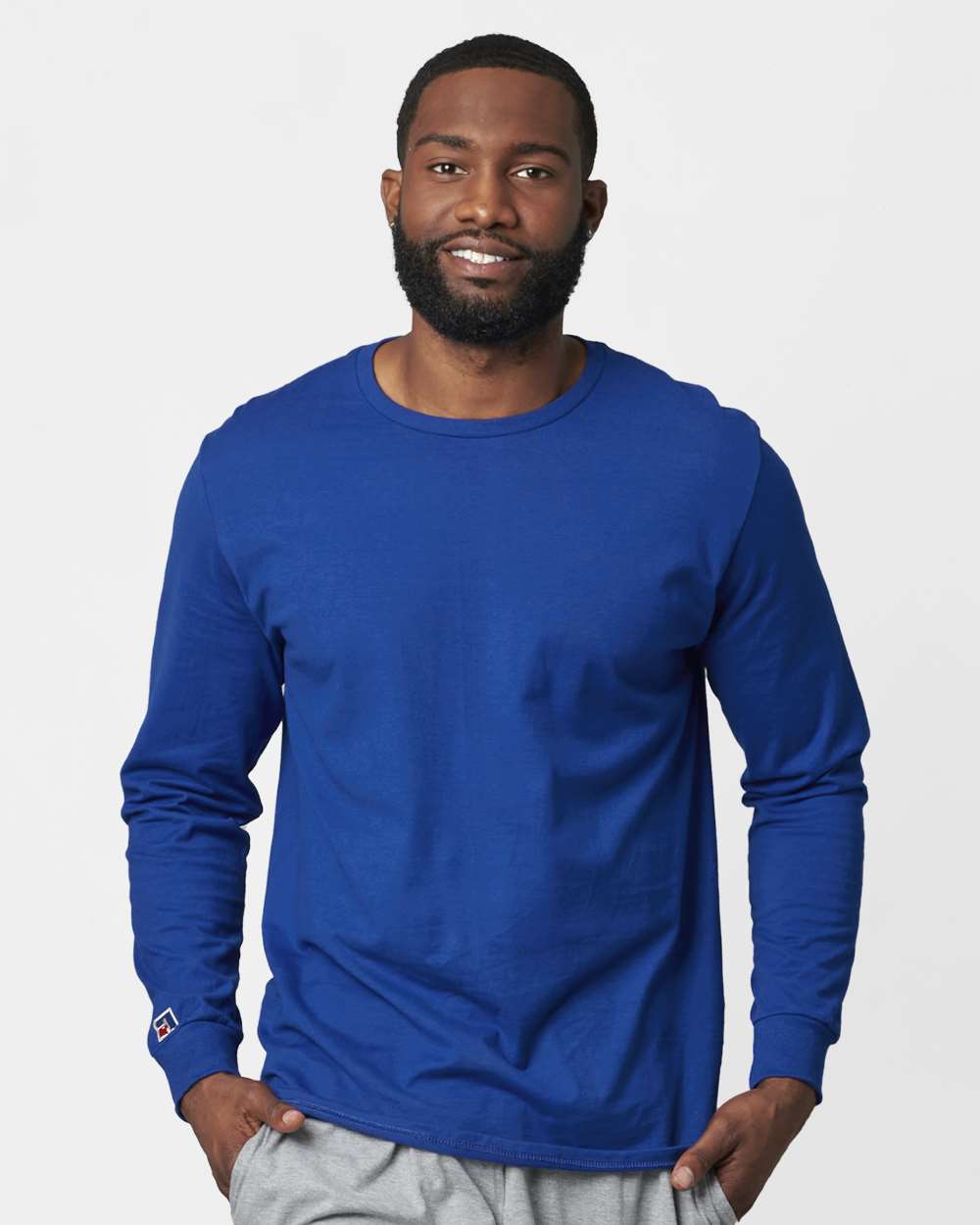 Unisex Combed Ringspun Long Sleeve T-Shirt - OnModelFront - B01111753 - Royal