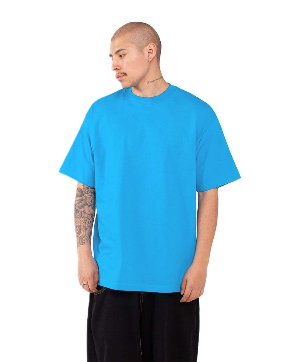 Unisex Max Heavyweight T-Shirt - OnModelSide - B278C2133 - Turquoise