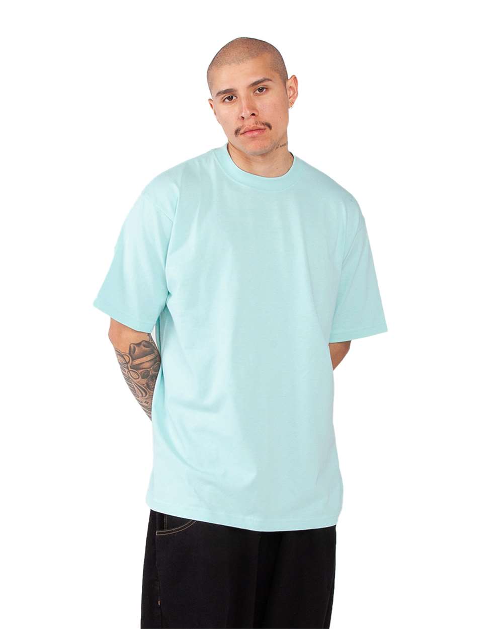 Unisex Max Heavyweight T-Shirt - OnModelSide - B278C2253 - Powder Blue