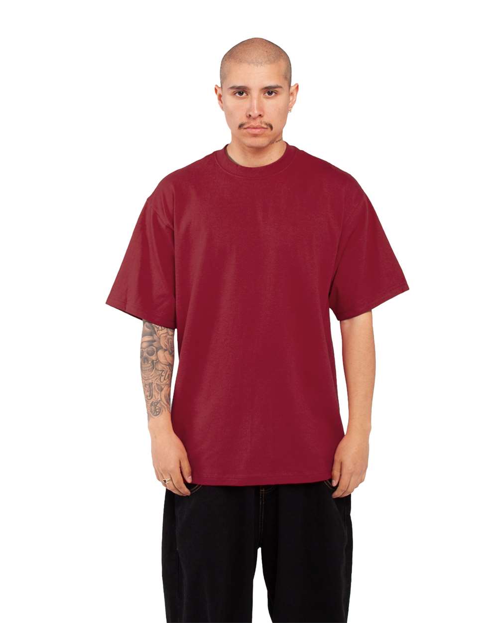 Unisex Max Heavyweight T-Shirt - OnModelSide - B278C2523 - Cardinal