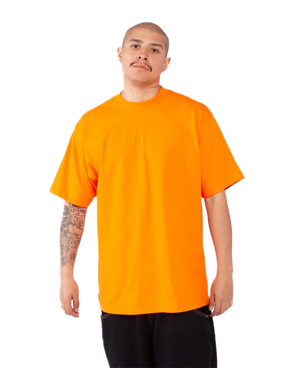 Unisex Max Heavyweight T-Shirt - OnModelSide - B278C2663 - Orange