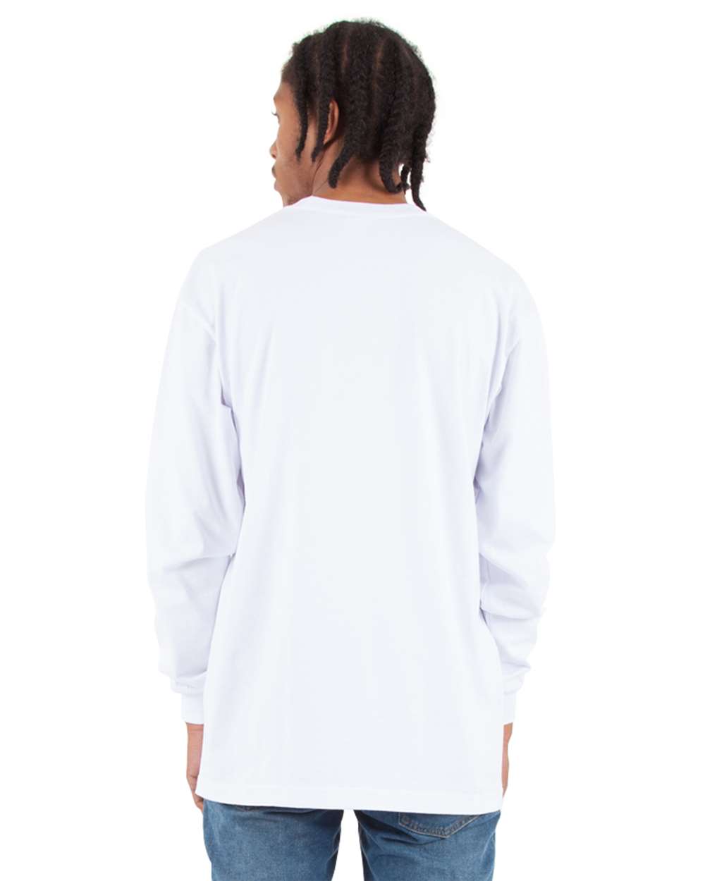 Men's Max Heavyweight Long Sleeve T-Shirt - OnModelBack - B275C2003 - White