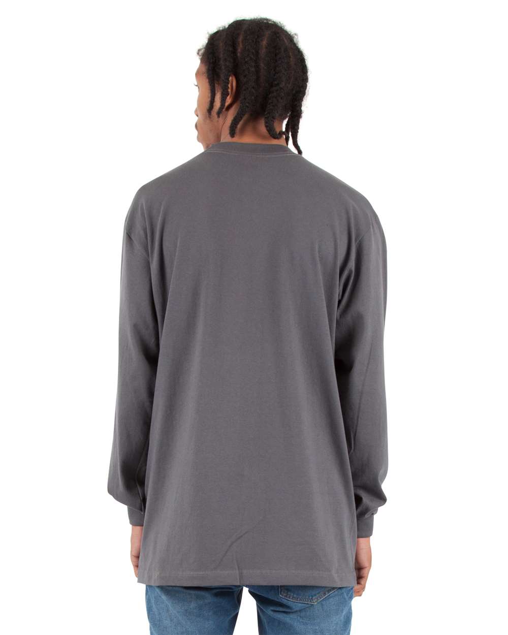 Men's Max Heavyweight Long Sleeve T-Shirt - OnModelBack - B275C2093 - Dark Grey