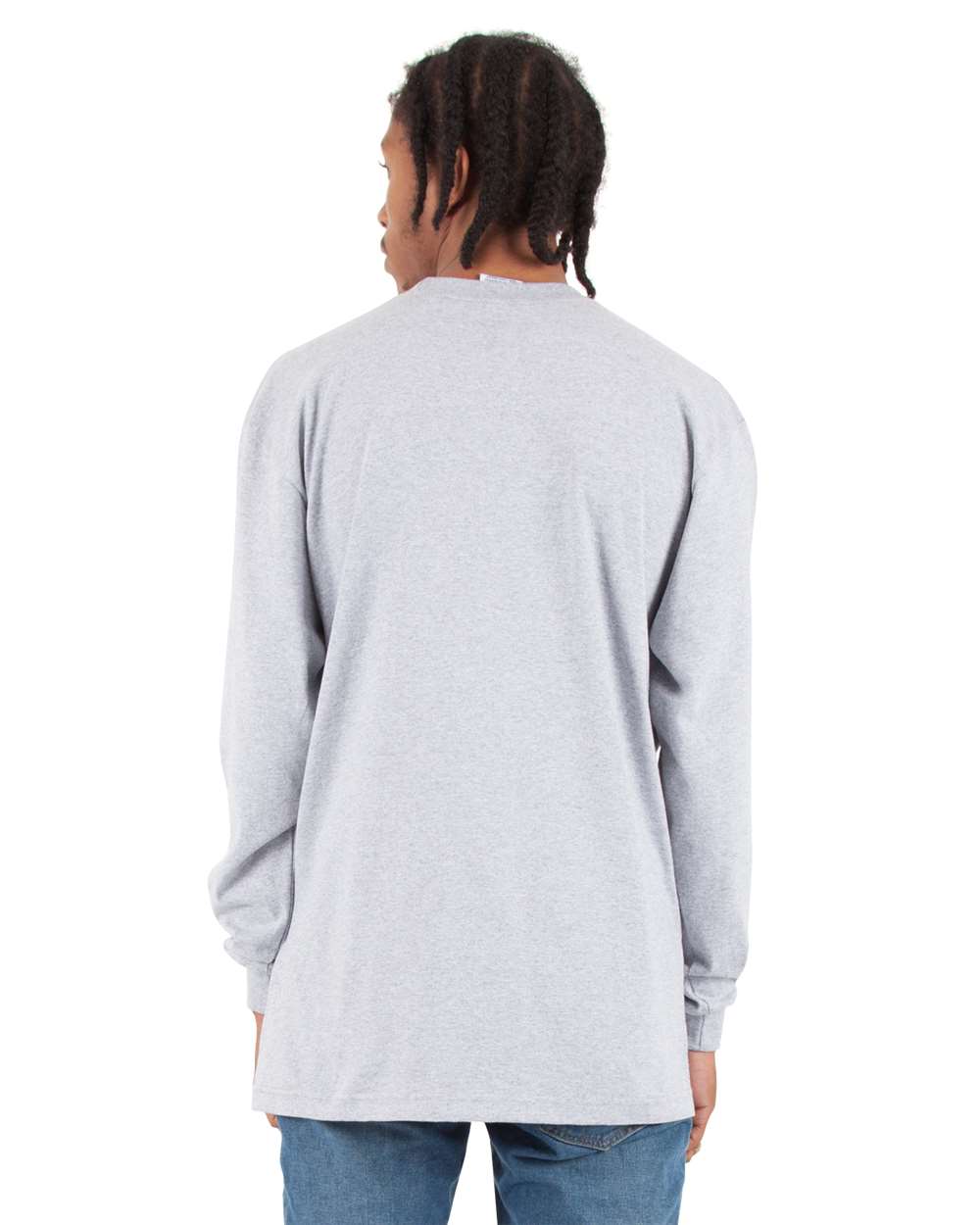 Men's Max Heavyweight Long Sleeve T-Shirt - OnModelBack - B275C2350 - Heather Grey
