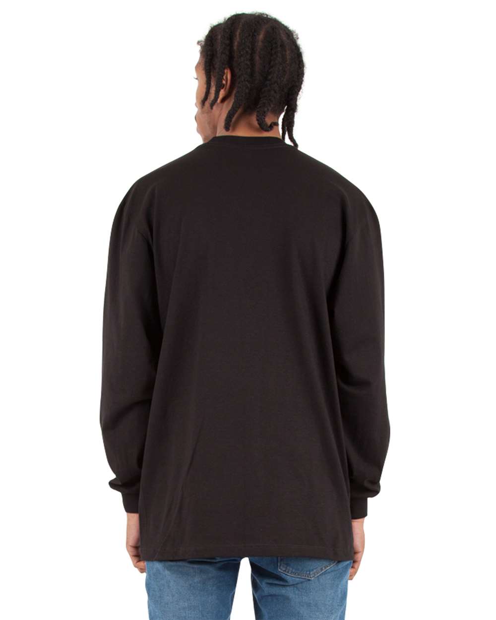 Men's Max Heavyweight Long Sleeve T-Shirt - OnModelBack - B275C2503 - Black