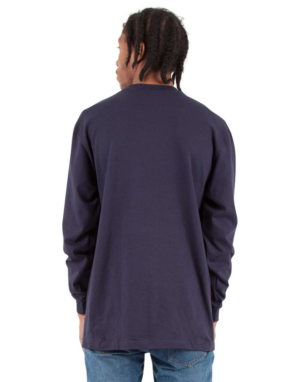 Men's Max Heavyweight Long Sleeve T-Shirt - OnModelBack - B275C2653 - Navy