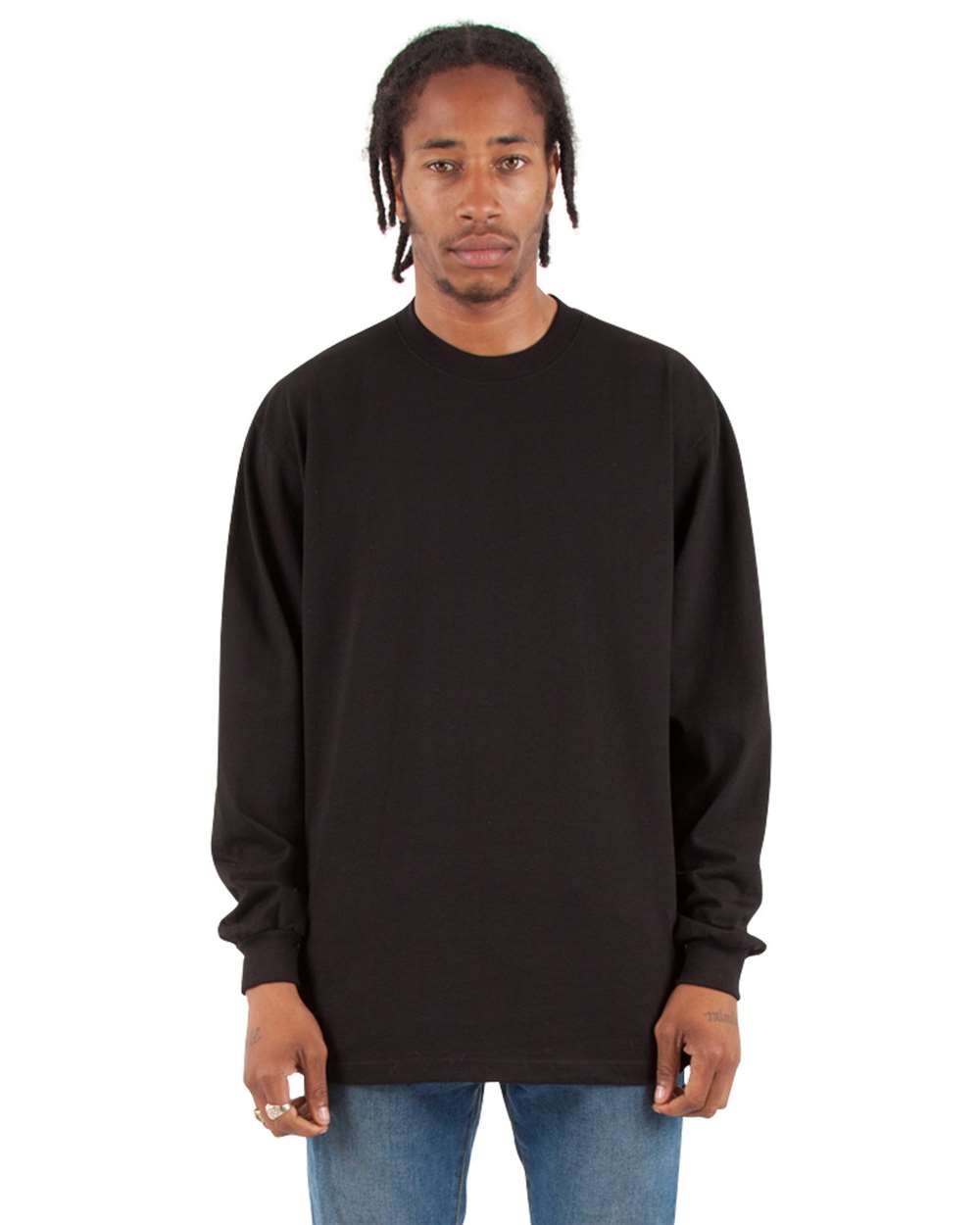 Men's Max Heavyweight Long Sleeve T-Shirt - OnModelFront - B275C2503 - Black