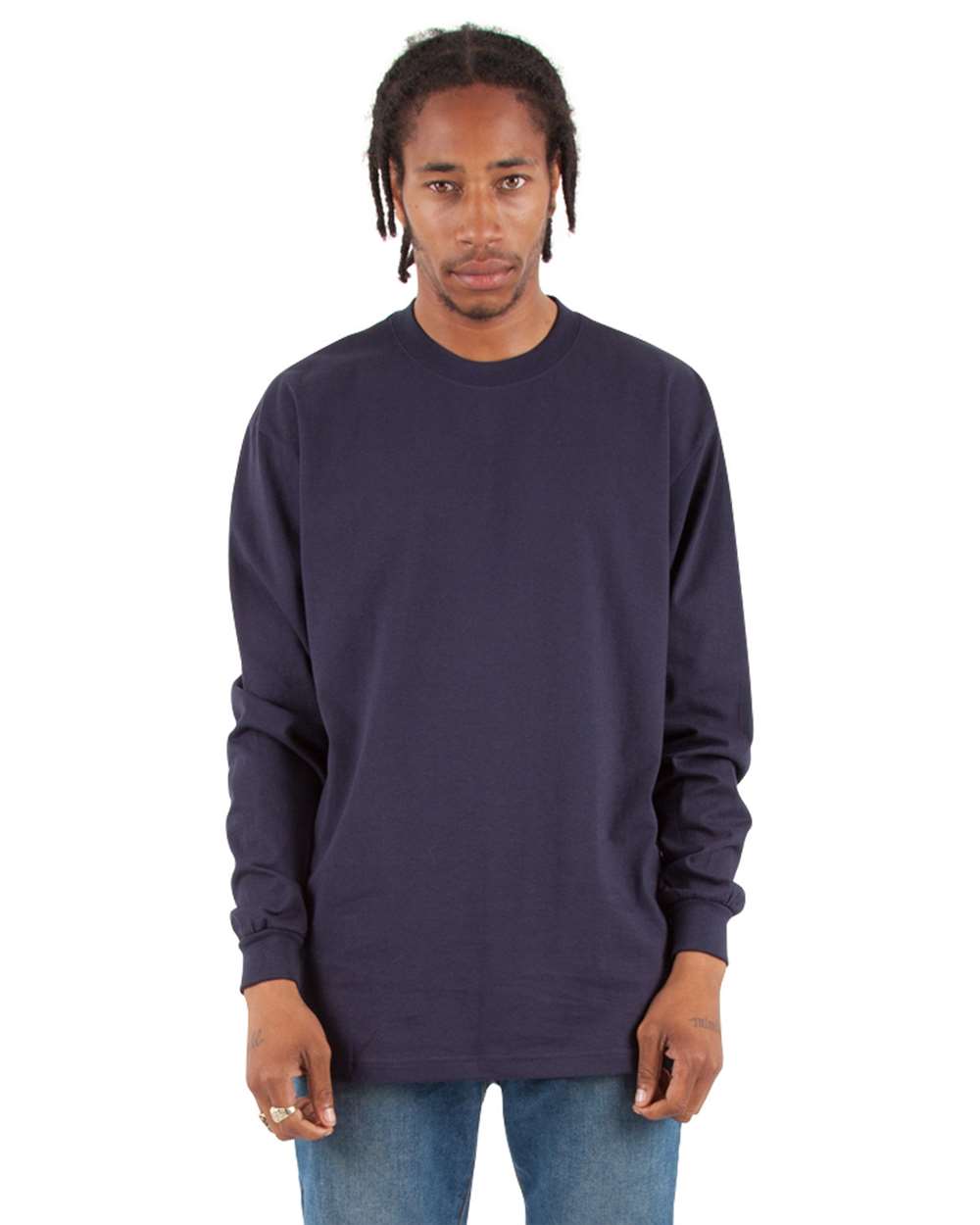 Men's Max Heavyweight Long Sleeve T-Shirt - OnModelFront - B275C2653 - Navy
