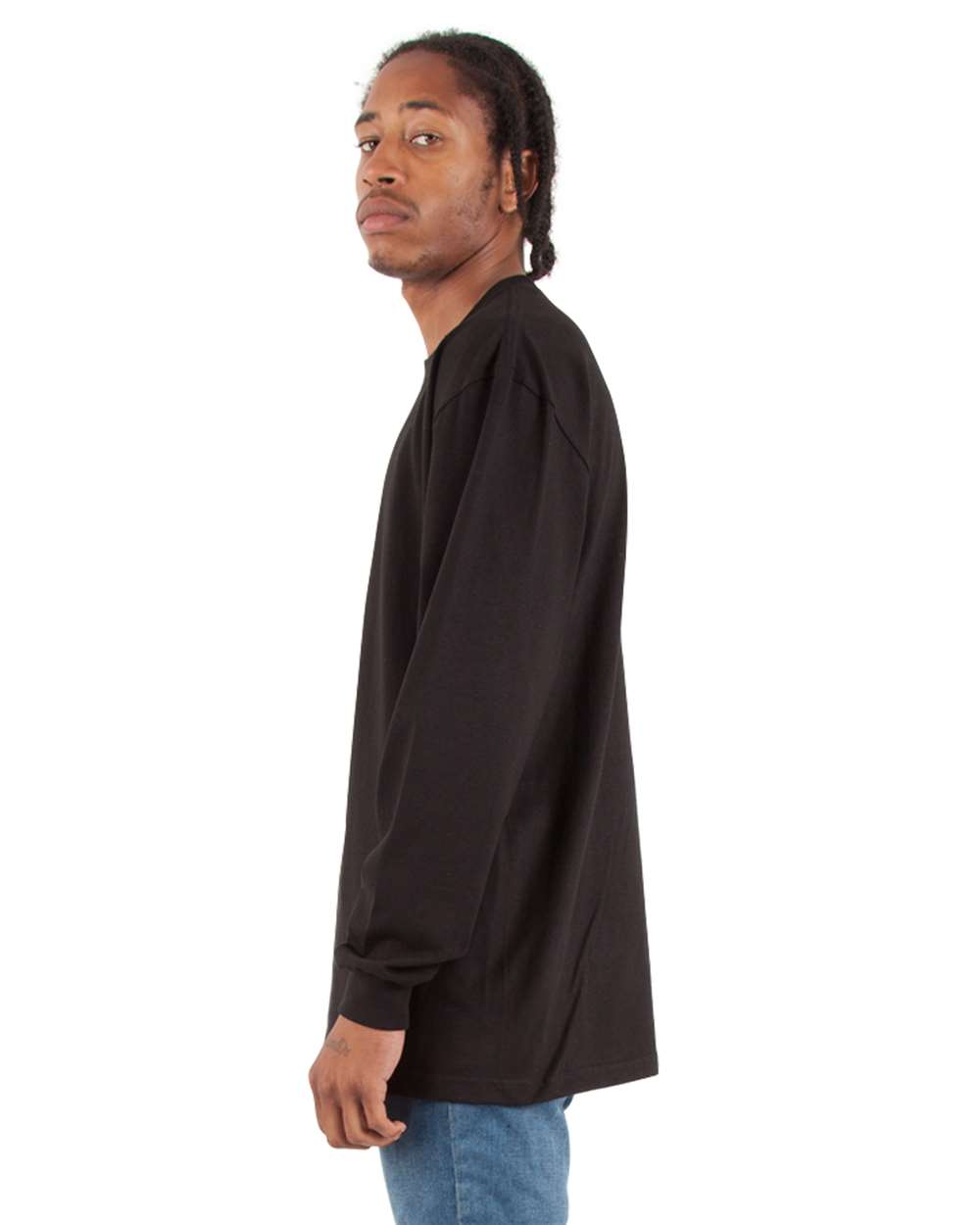 Men's Max Heavyweight Long Sleeve T-Shirt - OnModelSide - B275C2503 - Black