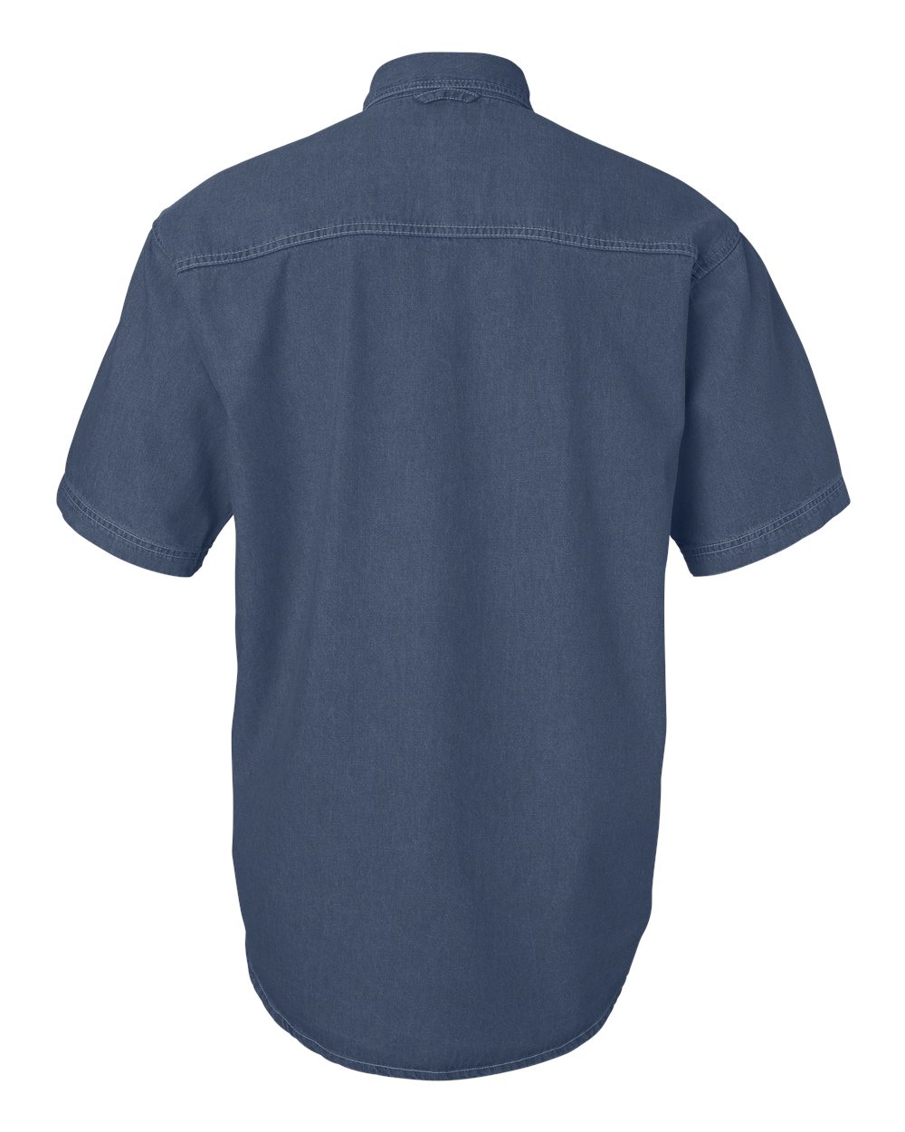 Men's Denim Short Sleeve Shirt - Back - B45683653 - Dark Denim