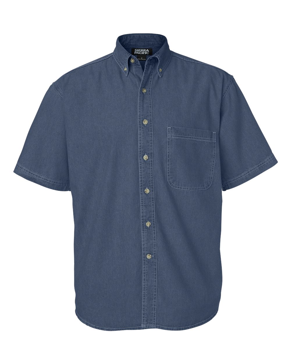 Men's Denim Short Sleeve Shirt - Front - B45683653 - Dark Denim