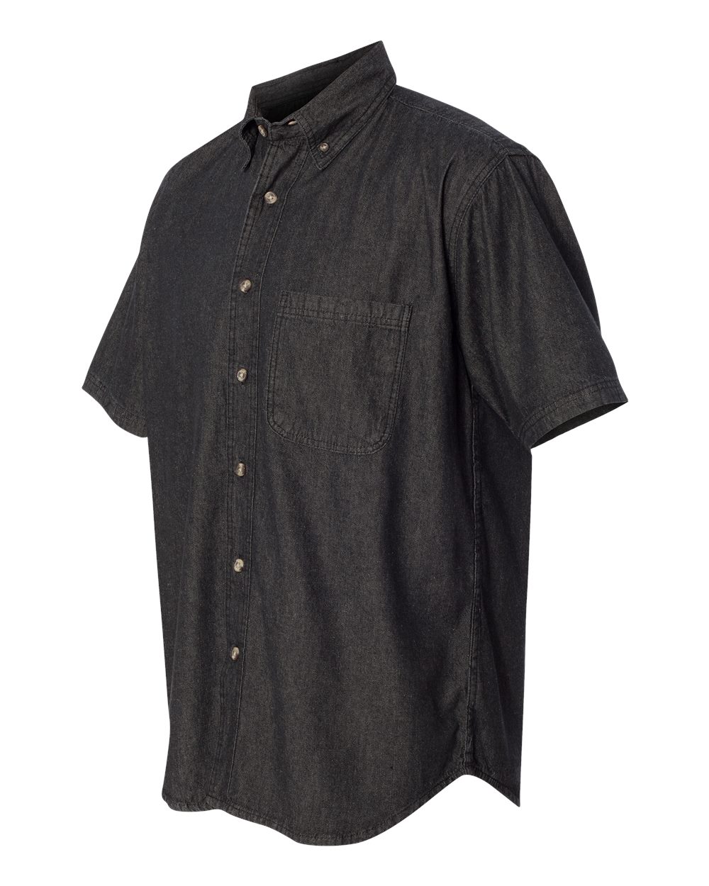 Men's Denim Short Sleeve Shirt - Side - B45683503 - Black Denim