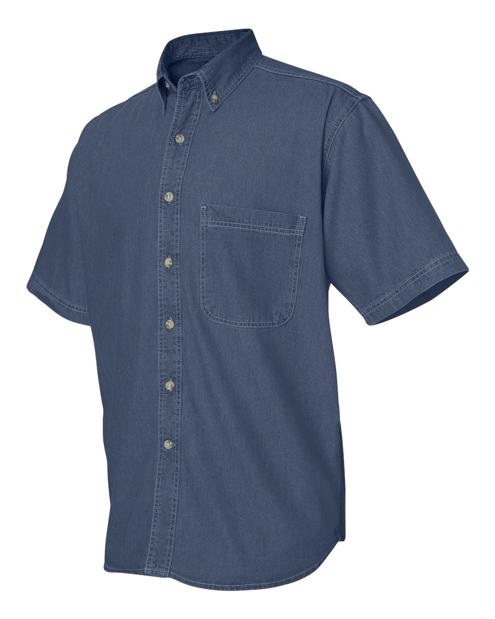 Men's Denim Short Sleeve Shirt - Side - B45683653 - Dark Denim