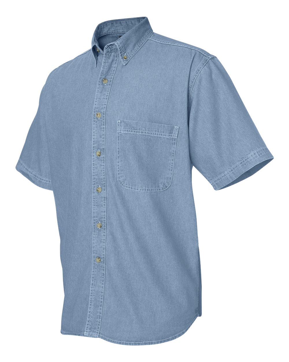 Men's Denim Short Sleeve Shirt - Side - B45683683 - Light Denim