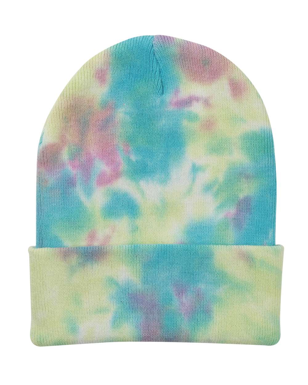 12" Tie-Dyed Cuffed Beanie - Front - B52095100 - Raspberry Mist