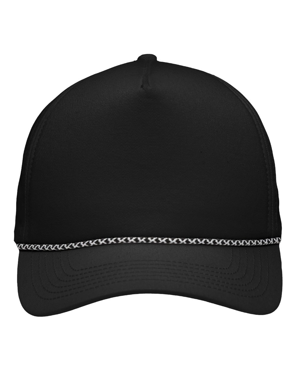 Five-Panel Rope Heritage Fit Cap - Front - B15495500 - Black