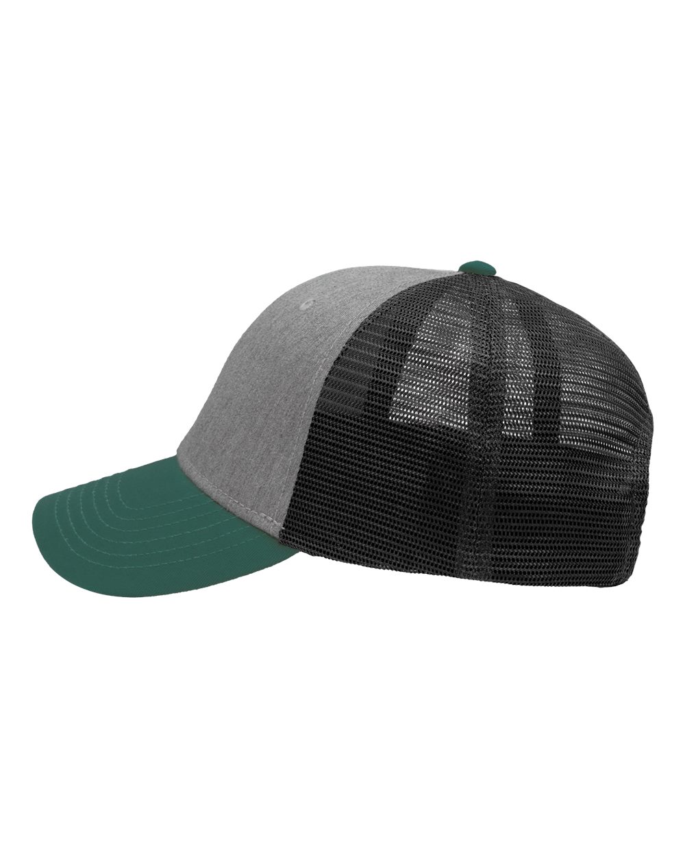 Traditional Lo-Pro Mesh Back Trucker Fit Cap - DirectSide - B18895150 - Heather Grey/ Charcoal/ Forest Green