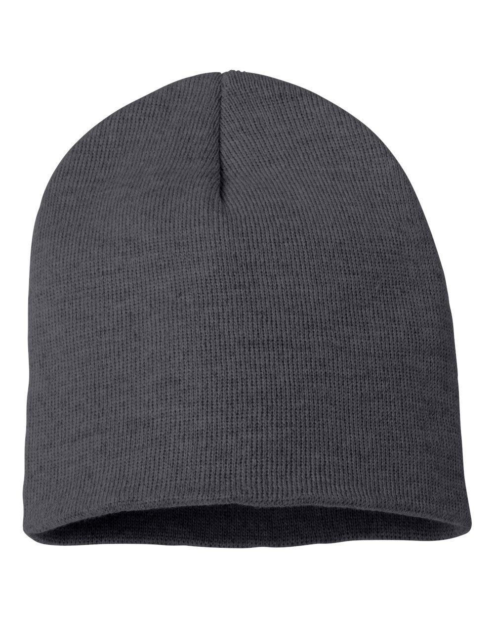 8" Beanie - Front - B84095090 - Heather Charcoal