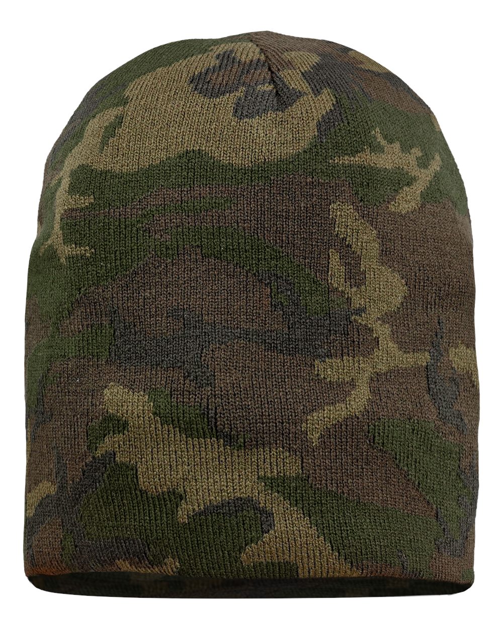 8" Beanie - Front - B84095980 - Green Camo