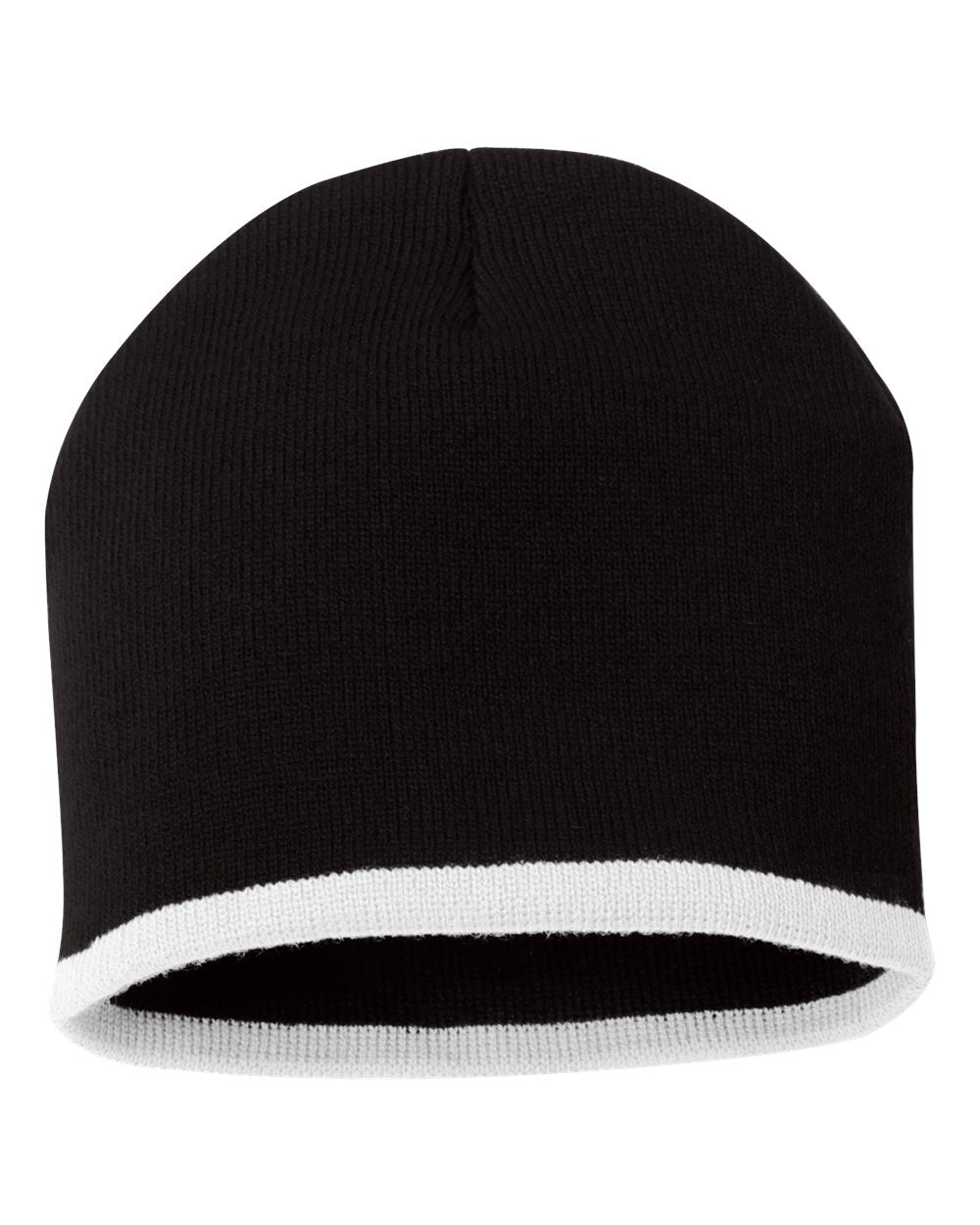 8" Bottom-Striped Beanie - Back - B81295500 - Black/ White
