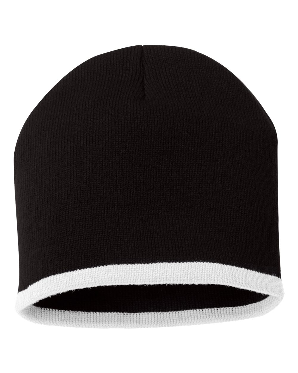 8" Bottom-Striped Beanie - Front - B81295500 - Black/ White