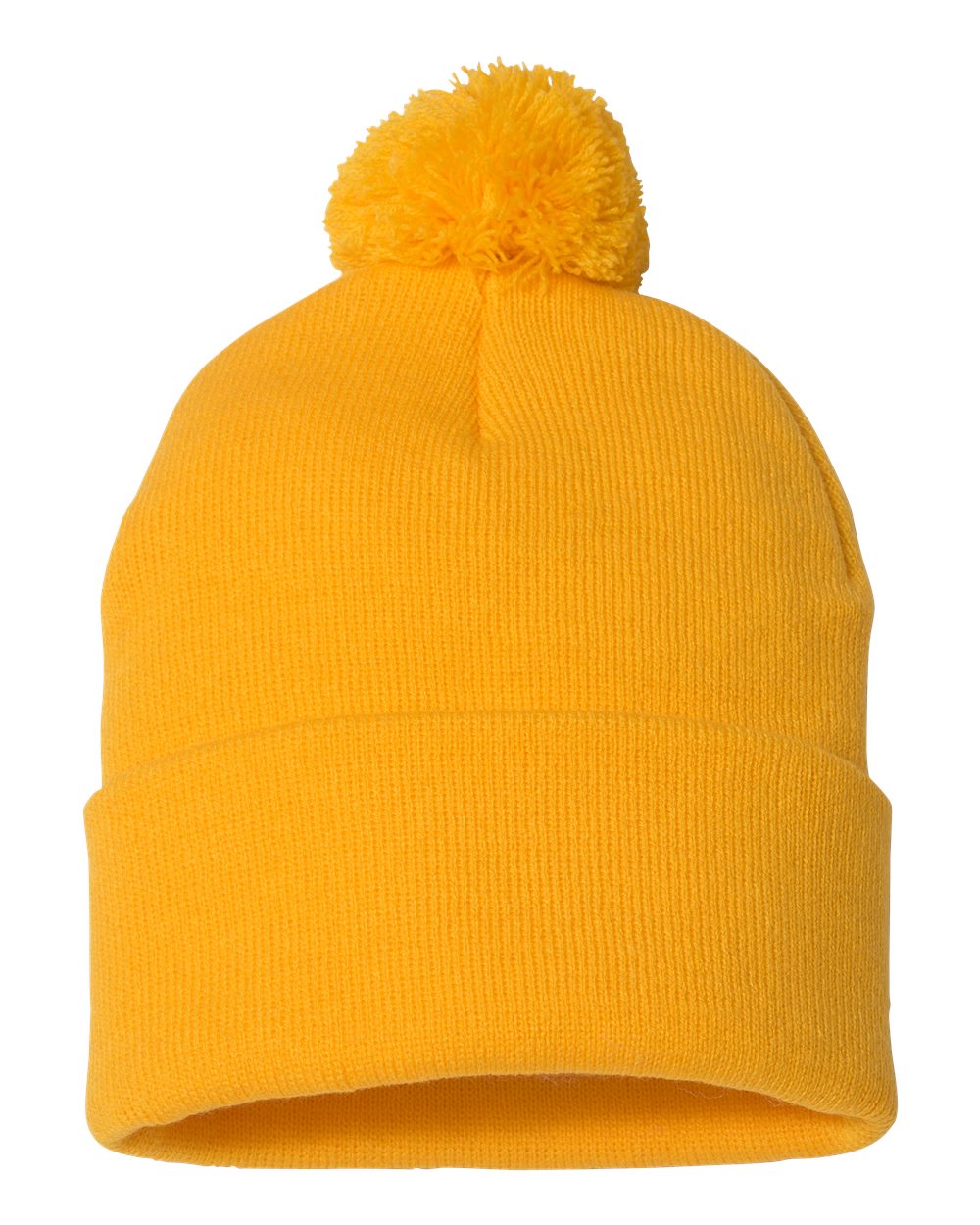12" Pom-Pom Cuffed Beanie - Back - B21595120 - Gold