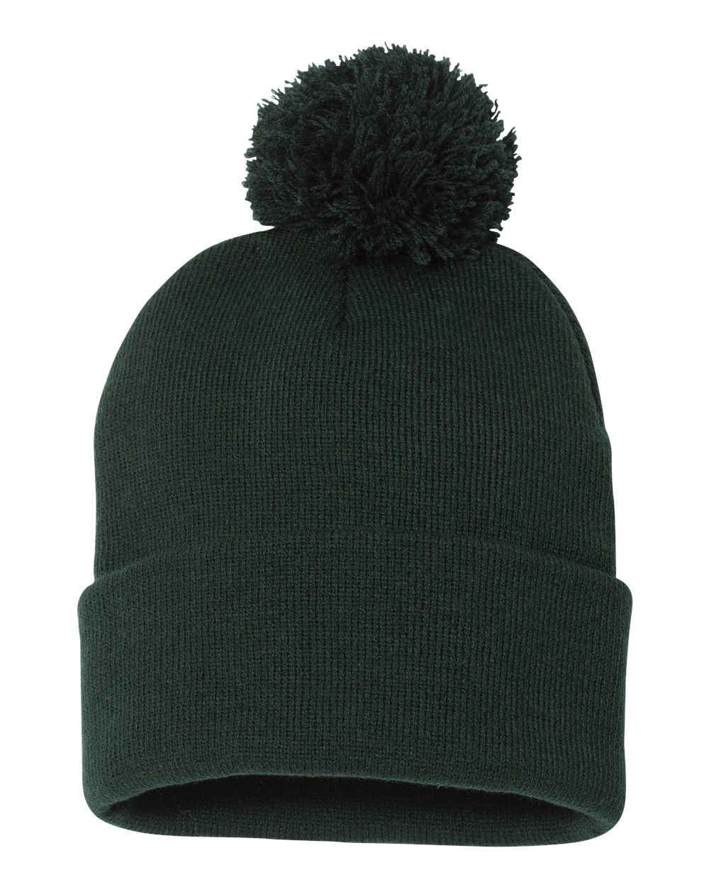 12" Pom-Pom Cuffed Beanie - Back - B21595540 - Forest