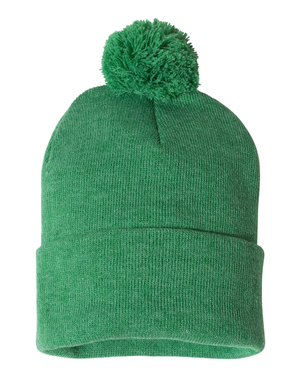 12" Pom-Pom Cuffed Beanie - Back - B21595610 - Heather Kelly