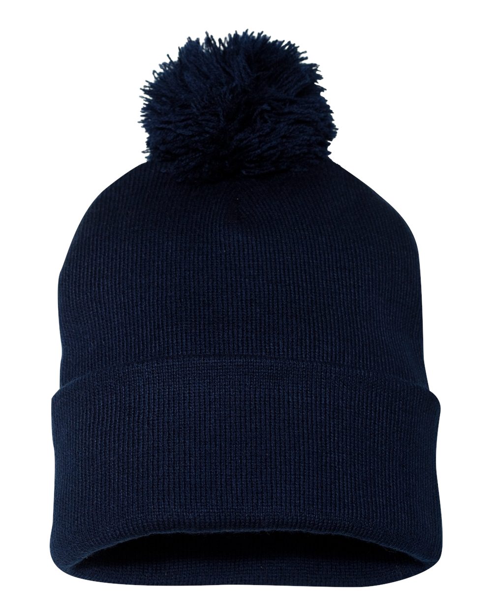 12" Pom-Pom Cuffed Beanie - Back - B21595650 - Navy