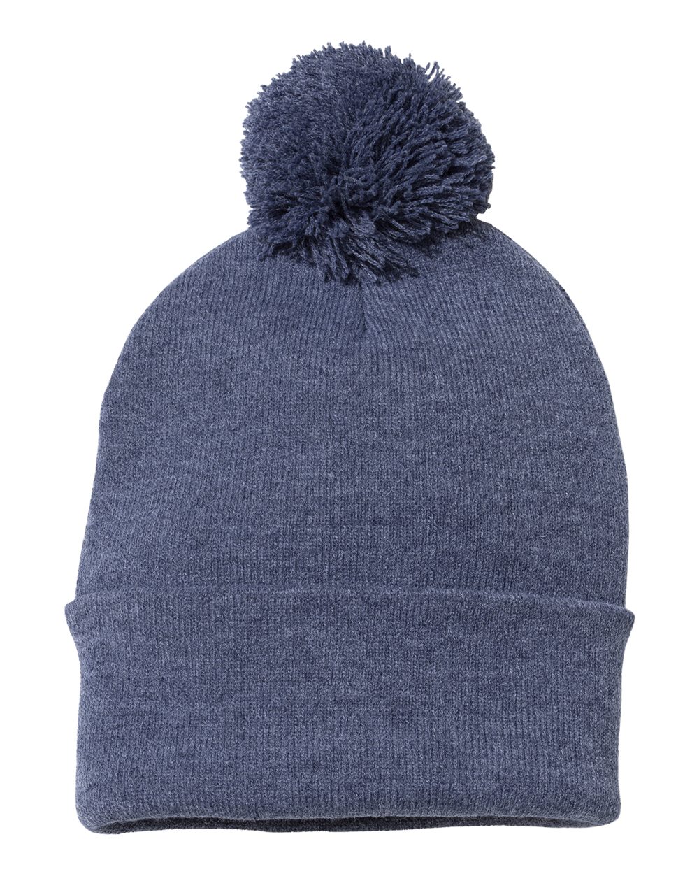 12" Pom-Pom Cuffed Beanie - Back - B21595660 - Heather Navy