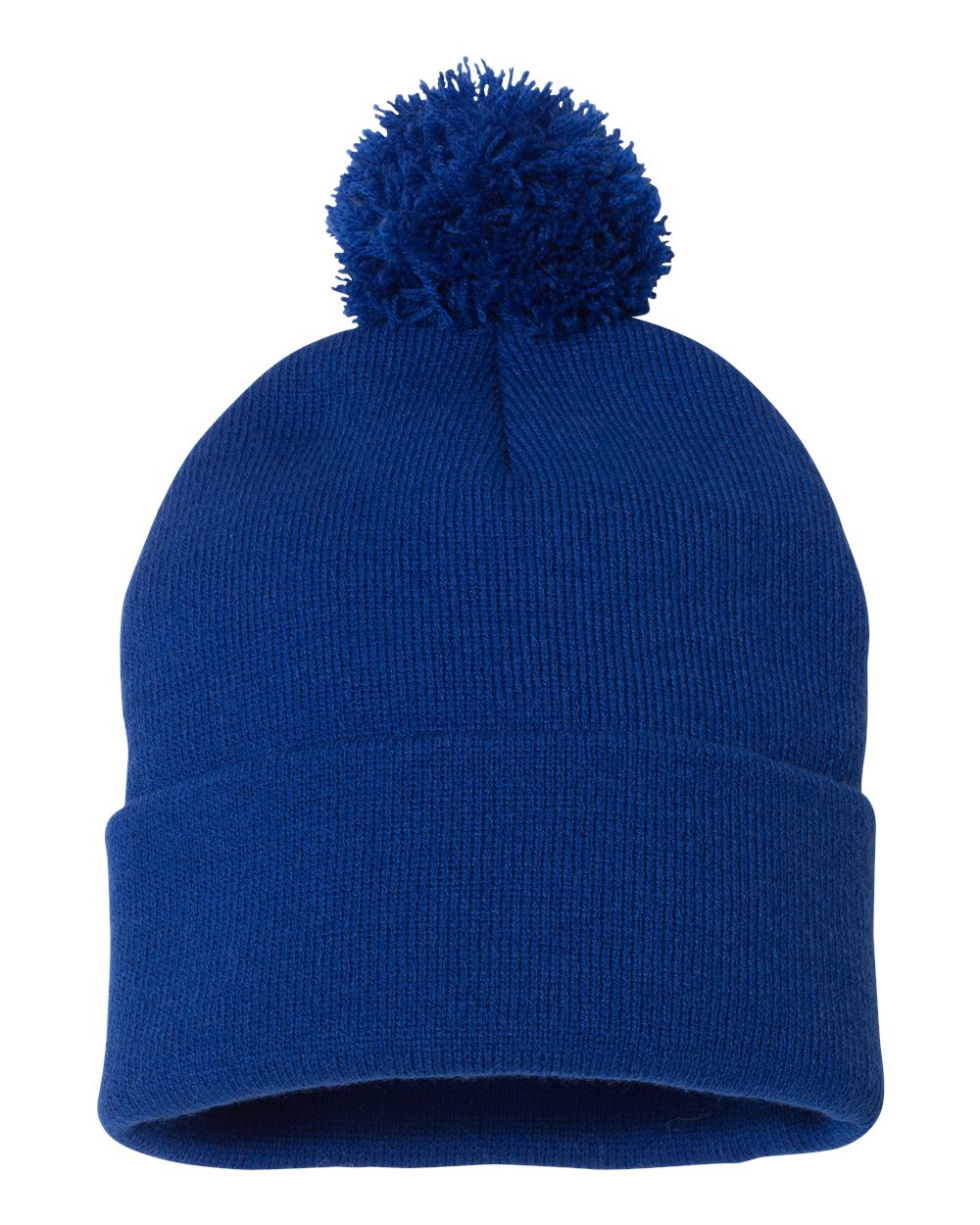 12" Pom-Pom Cuffed Beanie - Back - B21595750 - Royal Blue