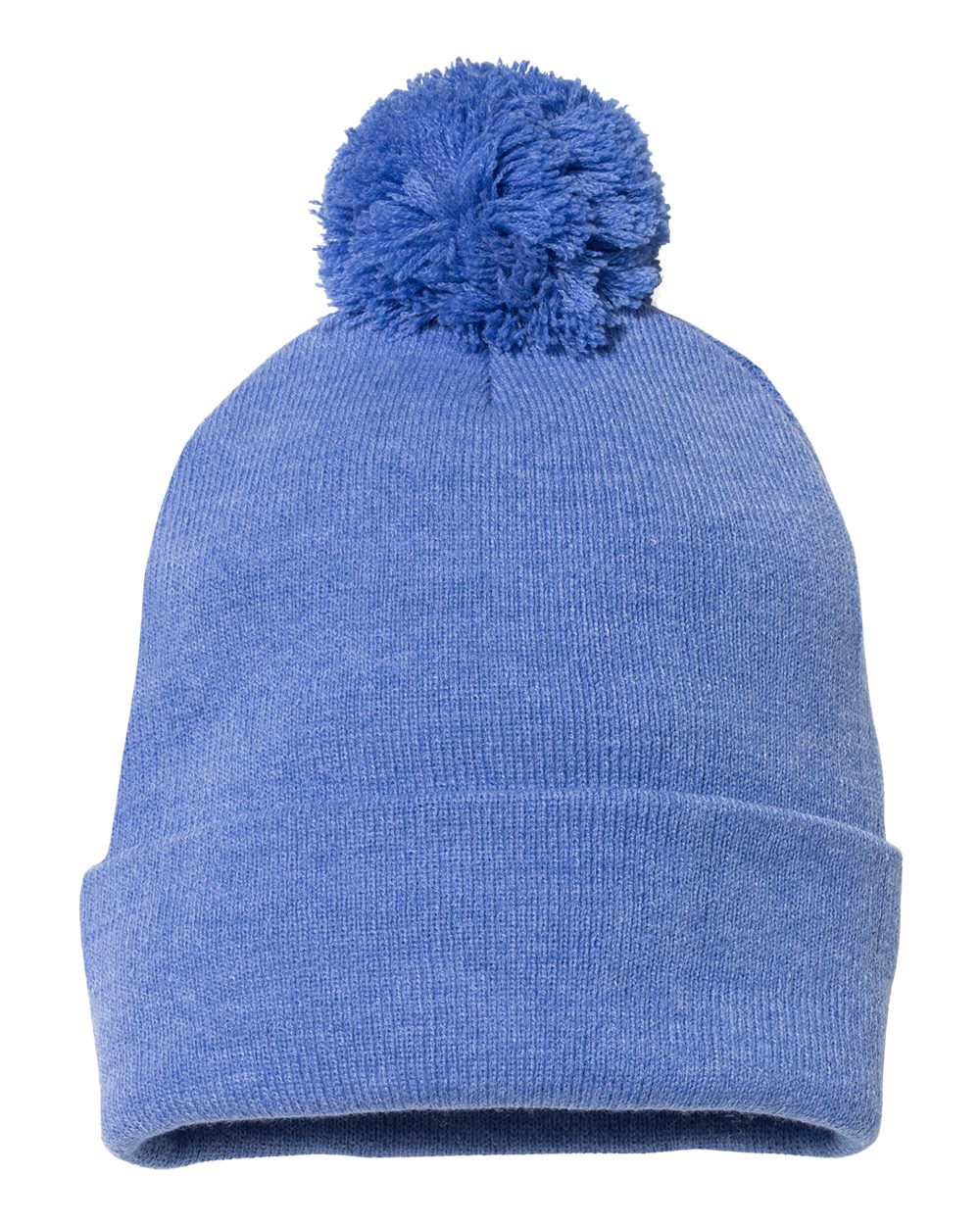 12" Pom-Pom Cuffed Beanie - Back - B21595760 - Heather Royal