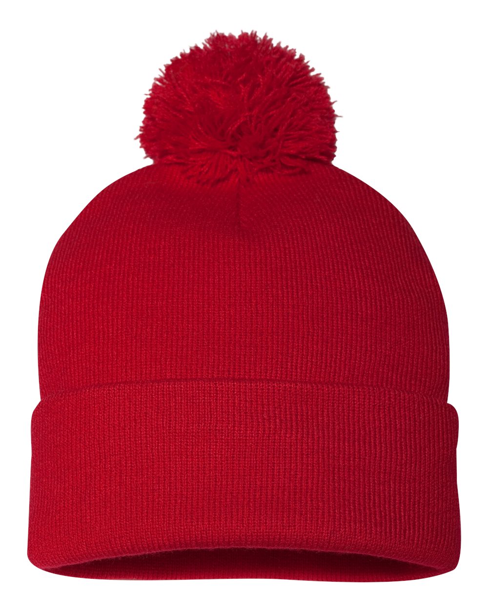 12" Pom-Pom Cuffed Beanie - Front - B21595700 - Red