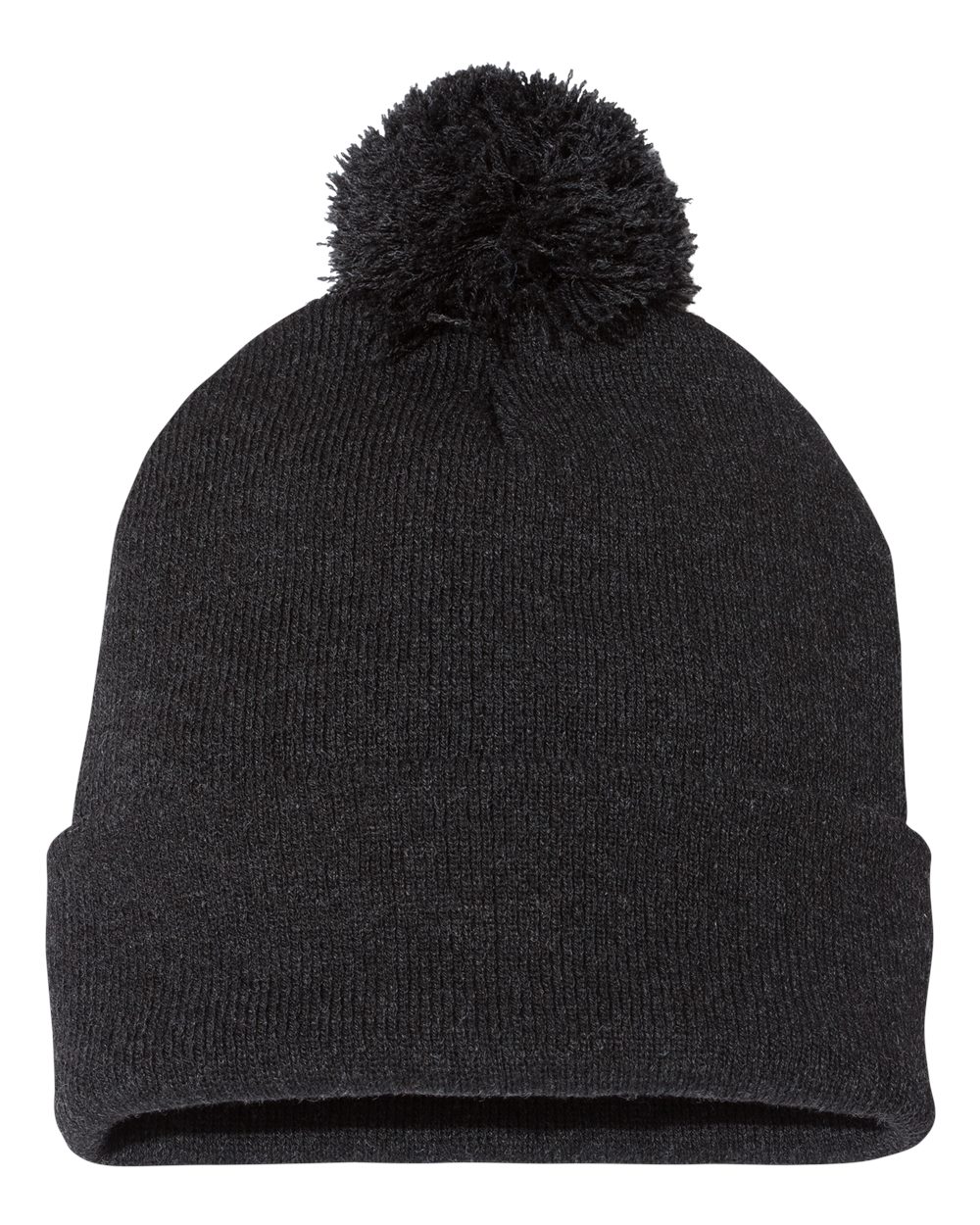 12" Pom-Pom Cuffed Beanie - Front - B21595920 - Heather Charcoal