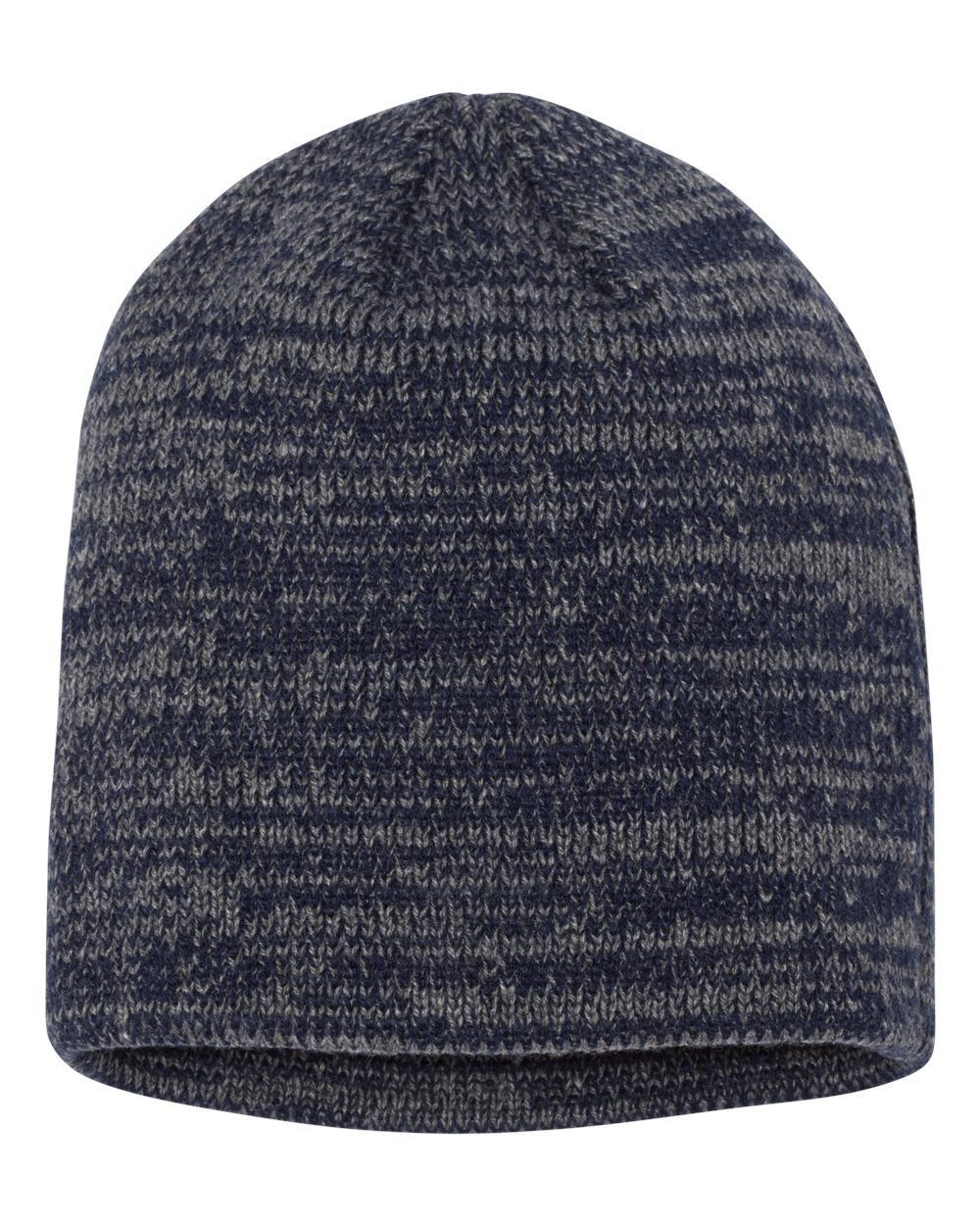 8" Marled Beanie - Front - B69895650 - Navy/ Dark Grey